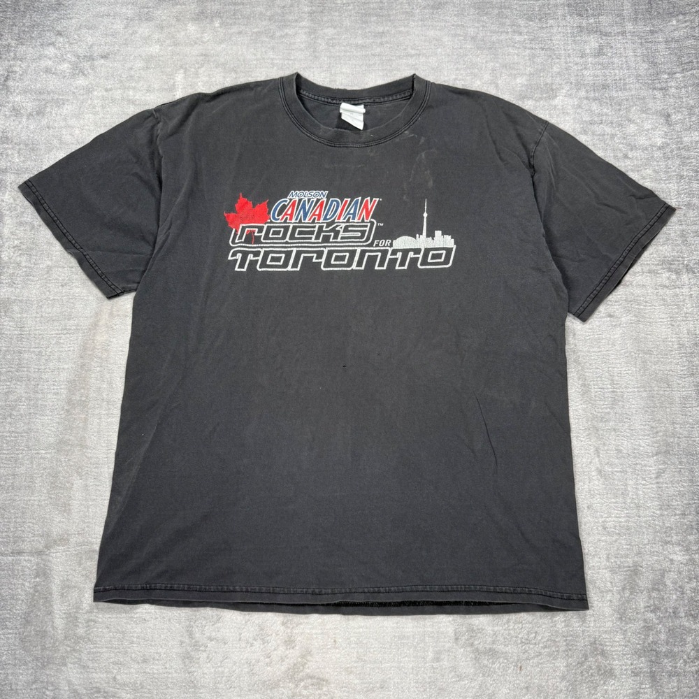 Molson Canadian Rocks Shirt Mens XL Black Vintage Y2K 2003 Rolling Stones ACDC